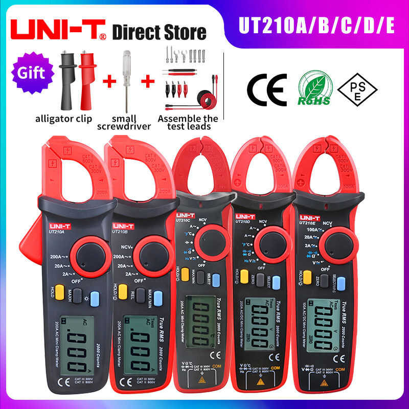 M Uni-T Ut210d Ut210e Clamp Meter True RMS AC DC Pliers Ammeter ...