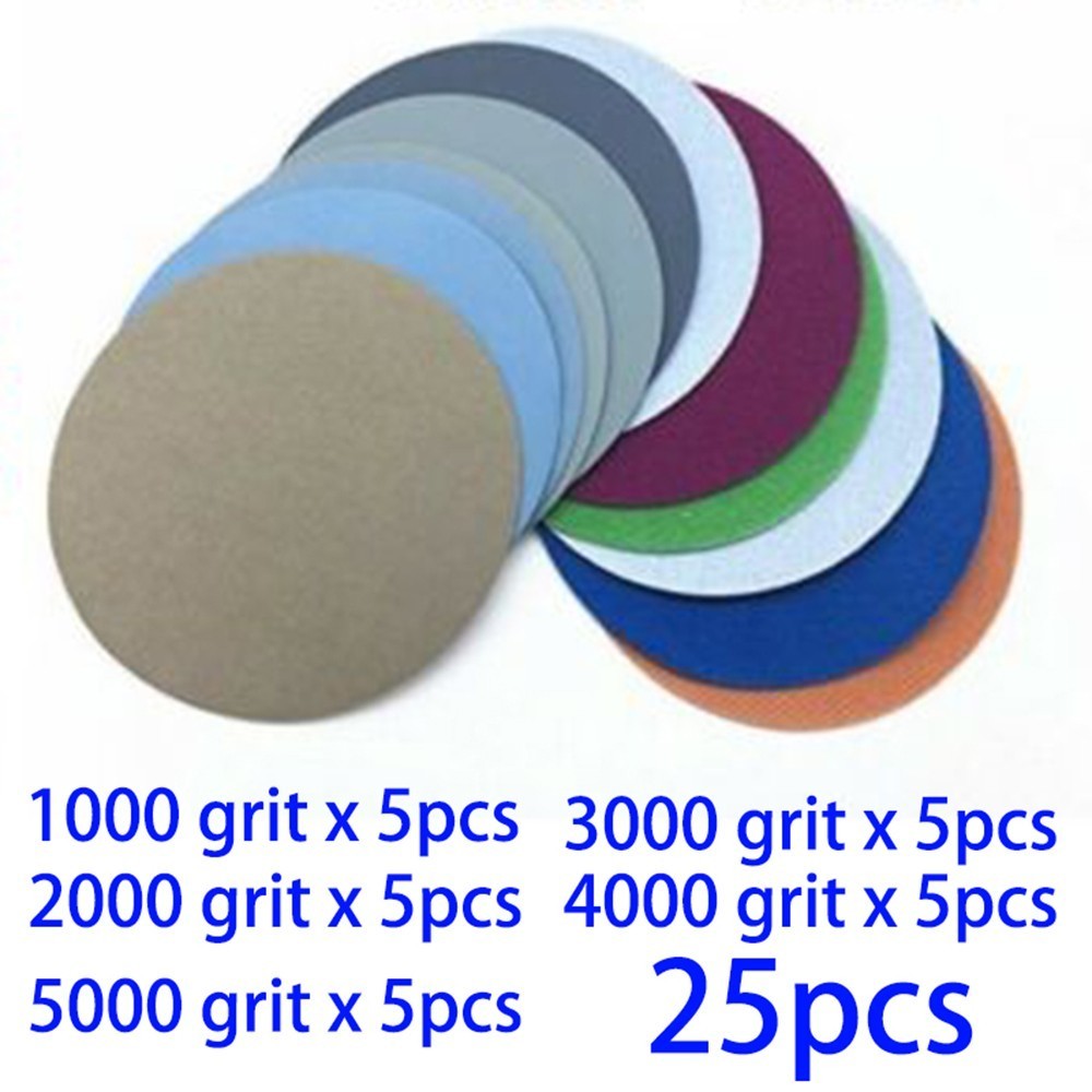 25pcs Wet/Dry 2inch 1000 3000 4000 5000Grit Sand Paper Sanding Discs