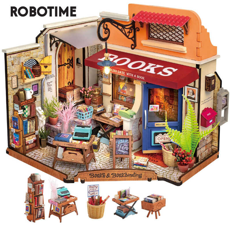 Rolife 120 Robotime Scale Bootore DIY Miniature Doll House 3D Wooden