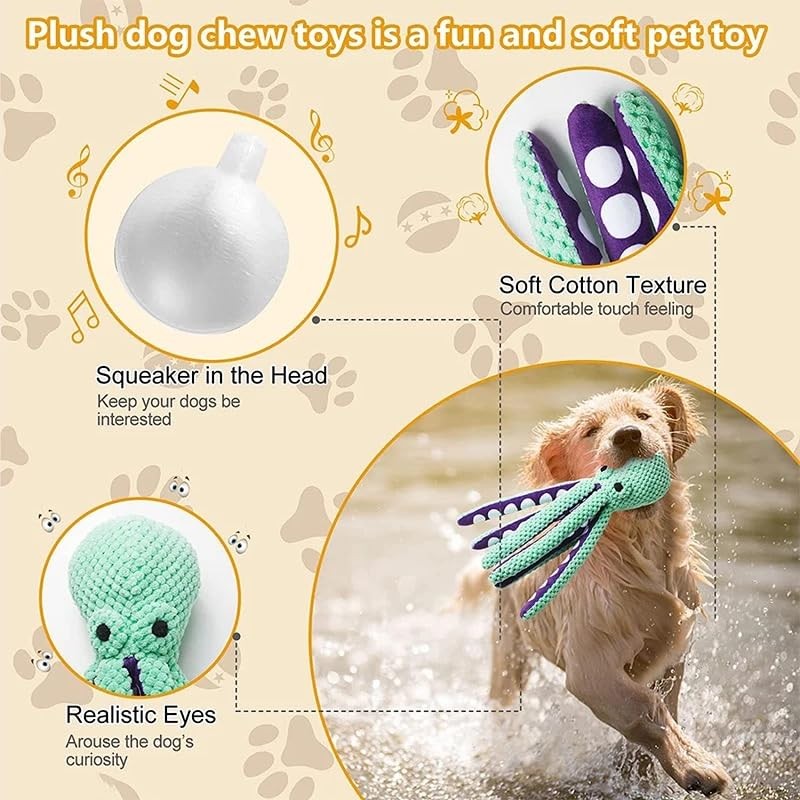 Dog Octopus Plush Toy Voice Interactive Relieve Boredom Accompany Pets ...