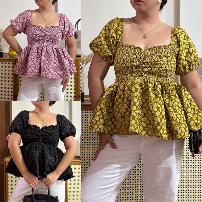 Poca PLUS SIZE Puff Bustier Top L-XL (24-40 inches BUST) | Shopee ...