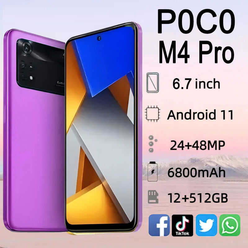 Smartphone P0c0 M4 Pro 6.7 Inch Android Support 2 SIM Cards 12+512Gb 5G ...