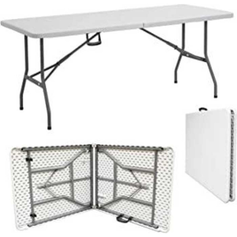 152Cm Rectangular Fold-In-Half Multi-Purpose Folding Plastic Table ...