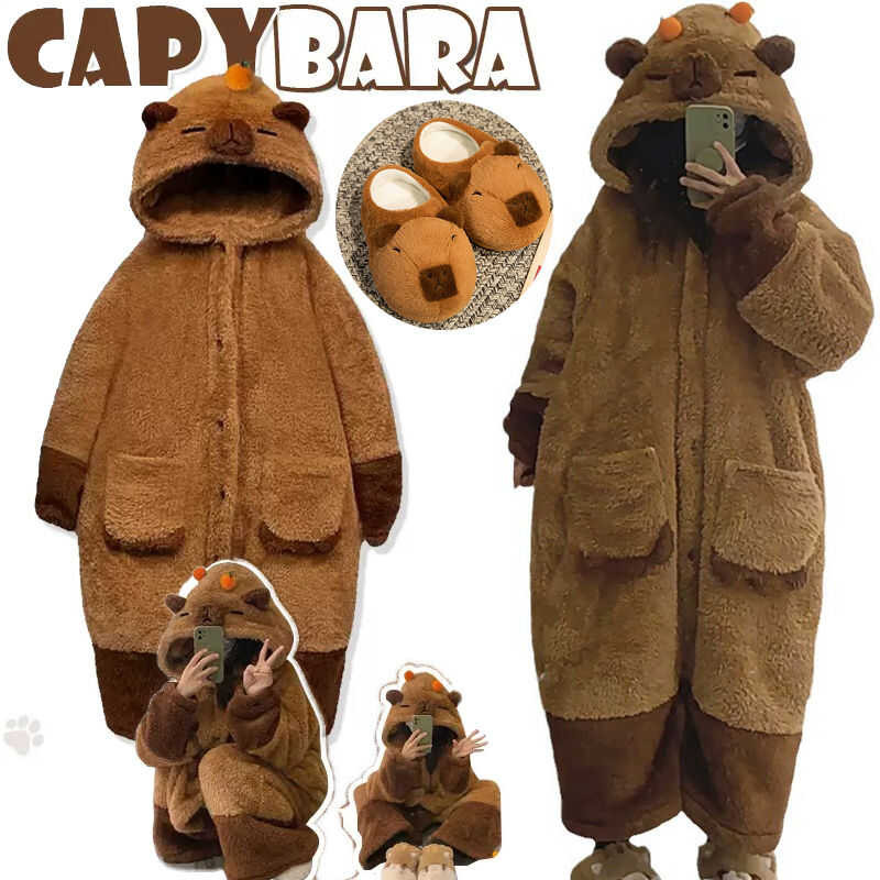 Adult Capybara Cosplay Costume Robes Kigurumi Onesie Anime Nightgown ...