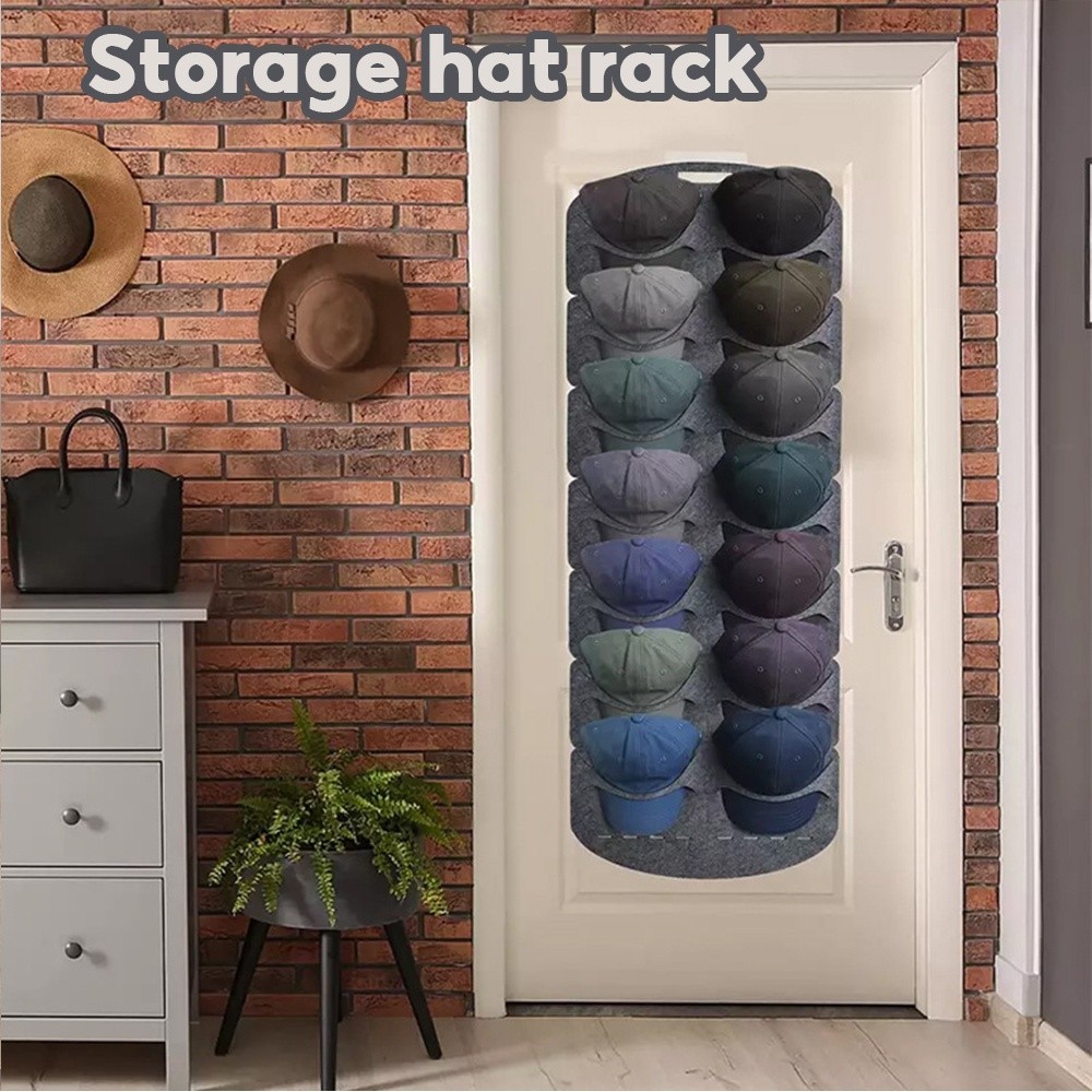 14 Grids Baseball Cap Display Rack Door Back Wall Felt Hat Holder for ...