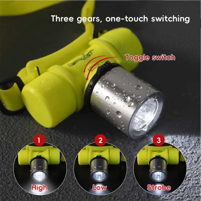 Waterproof Diving Headlight Bright T6 Light Bead Head-Mounted Long ...