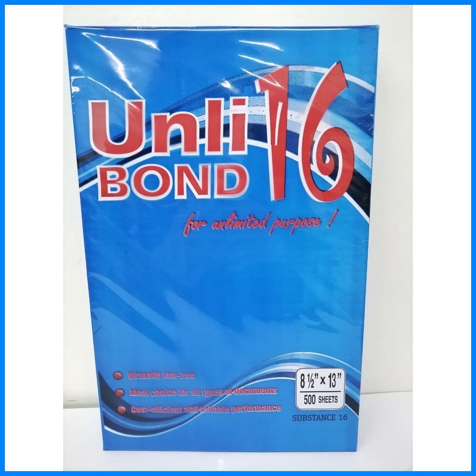 Unli Bond Sub 16 Bond Copy Paper 500's (Legal & Letter) | Shopee ...