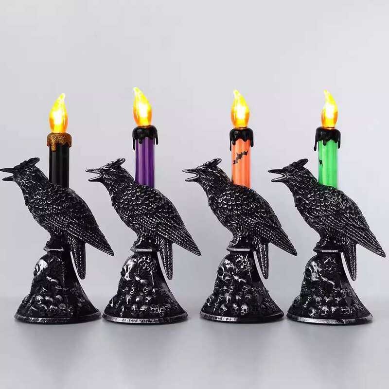 Halloween Night Crow LED Glowing Candle Light Ghost Festival Haunted ...