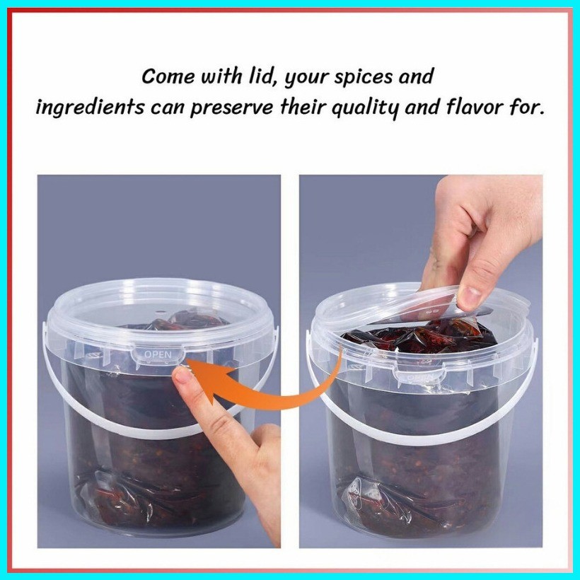 CB 50PCS 1000ML Round Plastic Bucket with Seal Clear Storage Plastic ...