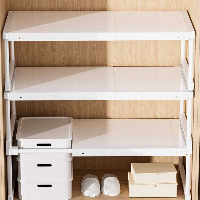 Wardrobe Layered Artifact Cupboard Retractable Storage Rack Closet Shoe ...