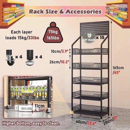 Supermarket Shelves Snack Shelf Grocery Rack 5 Layers Display Rack For ...