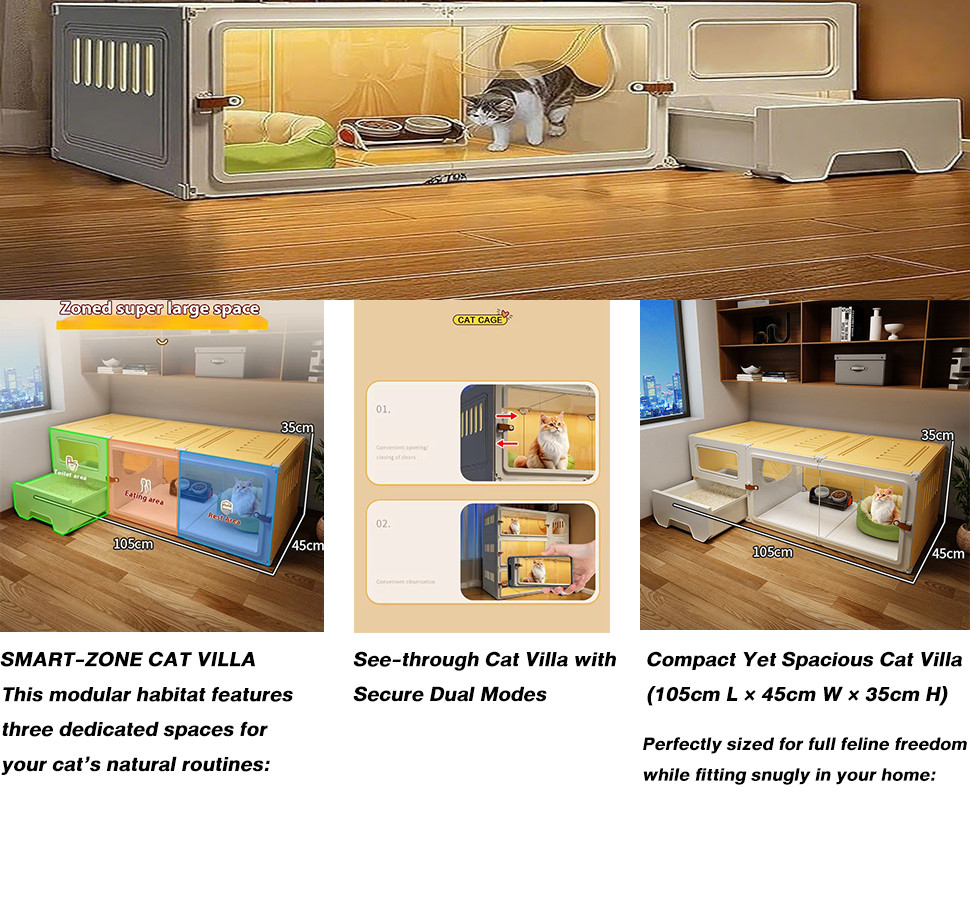 Snuggle Pet Cat Cage Pet Villa with Litter Box 4 Tier Modular Cage for ...