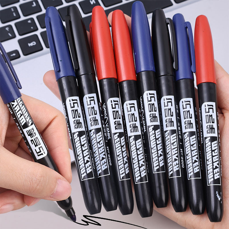 Black Blue Red Ink Thin Nib Permanent Marker Pen / Waterproof Quick ...