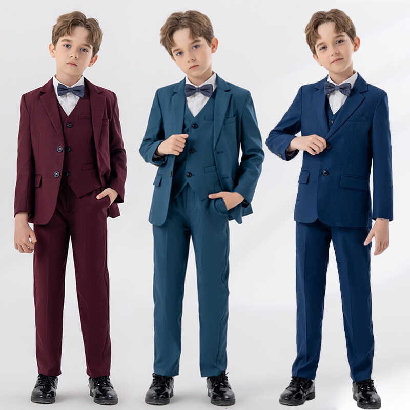 Gentleman 5Pcs Suits Americana For Kids Boys 2 14 Years Suit Jacket Blazer Pants Attire Set Formal