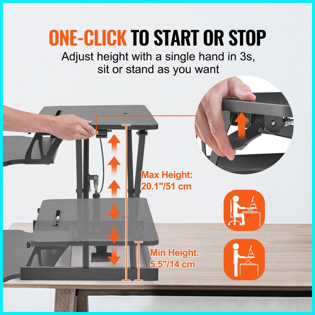 32 Inch Adjustable Sitting Standing Convertible Desk Workstation Riser ...