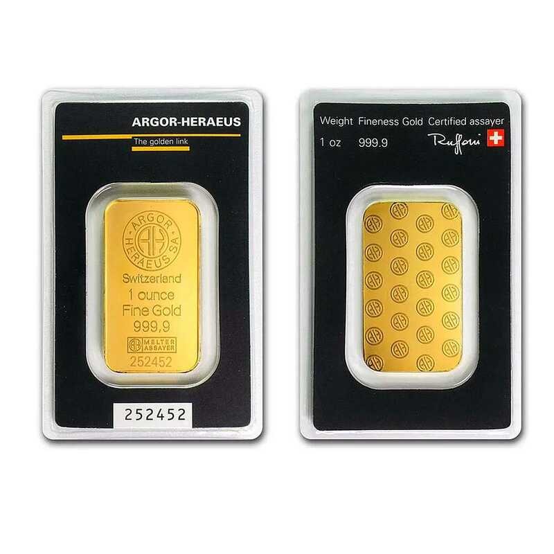 Plated COD Swiss 1 Ounce Argor-Heraeus Gold Bar Commemorative Foreign ...