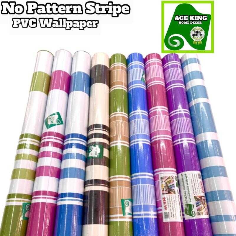 No Pattern Stripe Design PVC Wallpaper 10Meters X 45Cm Selfadhessive ...