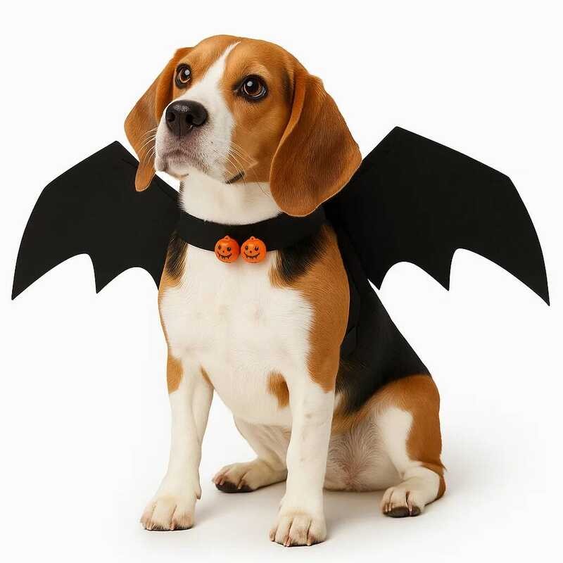 Halloween COD Bat Wings Pet Costume With Bell Chest Back Strap For Dog ...