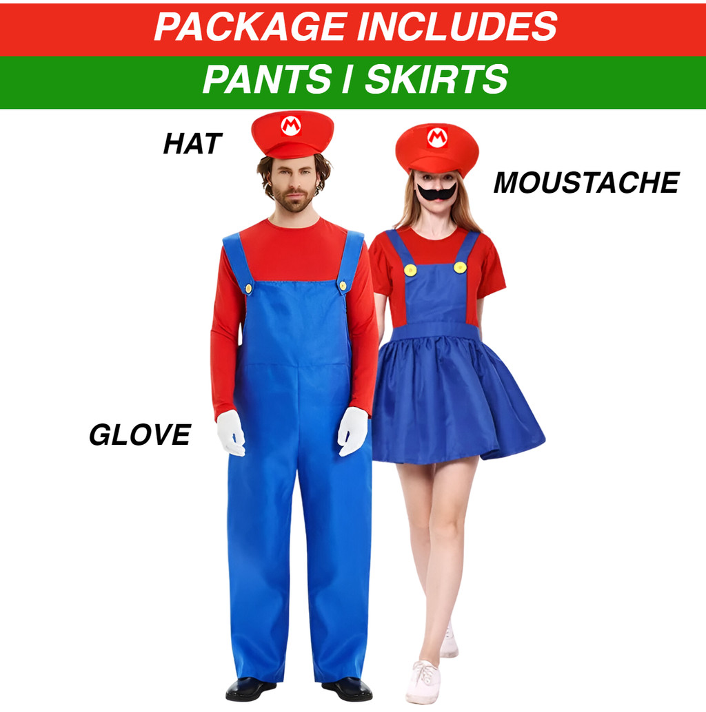 BMS Super Mario Bros Cosplay Costume Halloween Kids Children Adult ...