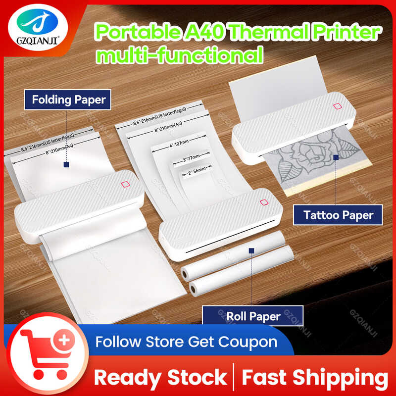 Mini A40 Thermal Printer Tattoo Stencil Printer Transfer Paper Portable