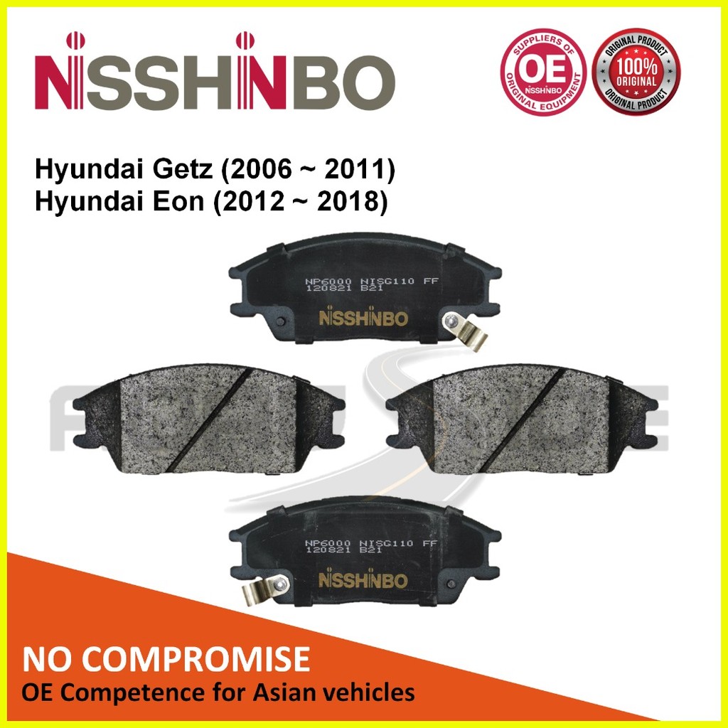 ⊙ Nisshinbo Front Brake Pads with SHIMS for Hyundai Eon (2012 2018