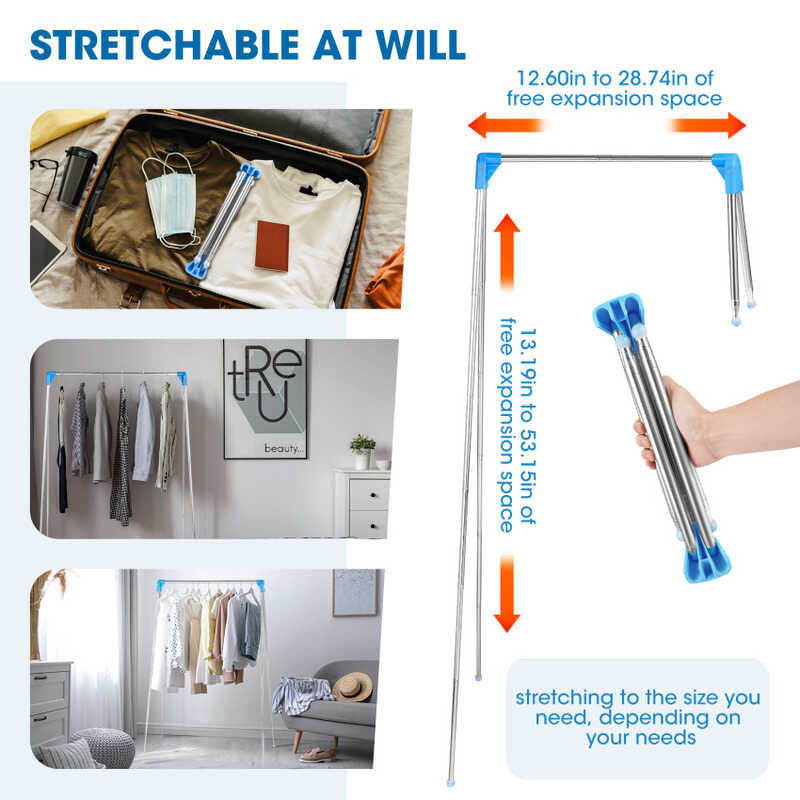 Portable Travel Garment Rack, 13-28 inch Retractable Clothes Drying ...