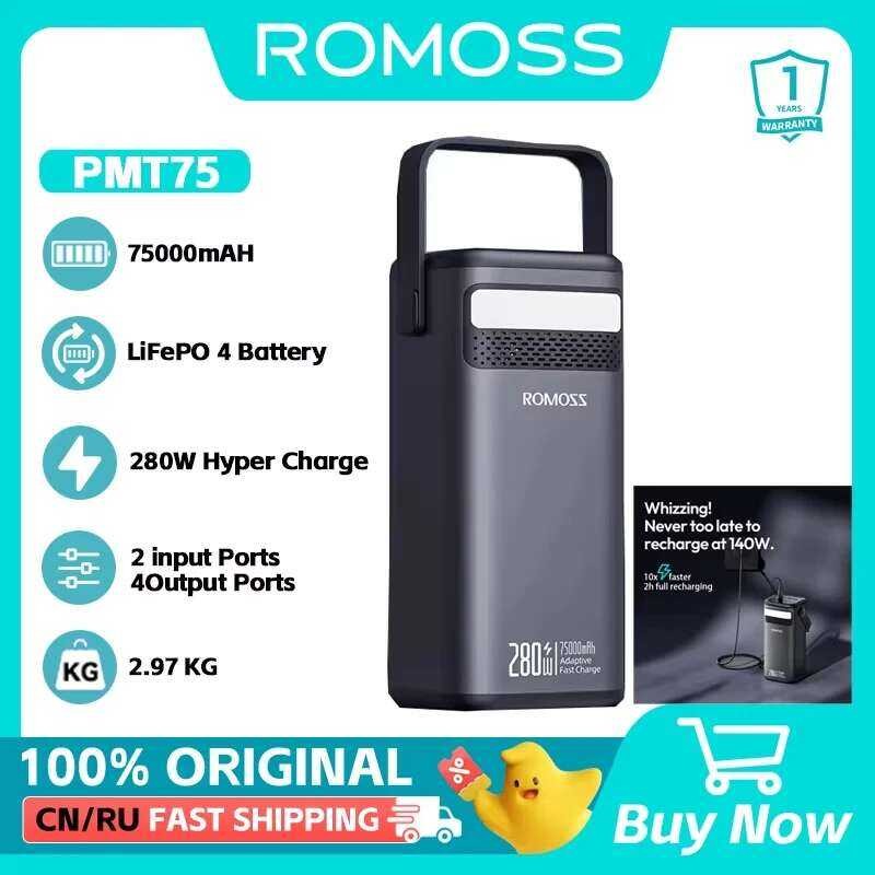 Power ROMOSS Bank 75000 Mah 280W Type C Powerful Powerbank PD Fast ...