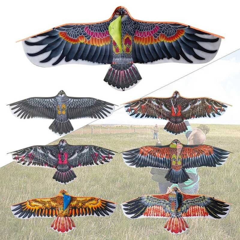 FEBBILY 1.1M Eagle Kite Flat 30 Meter Line Bird Kites Multi Style ...