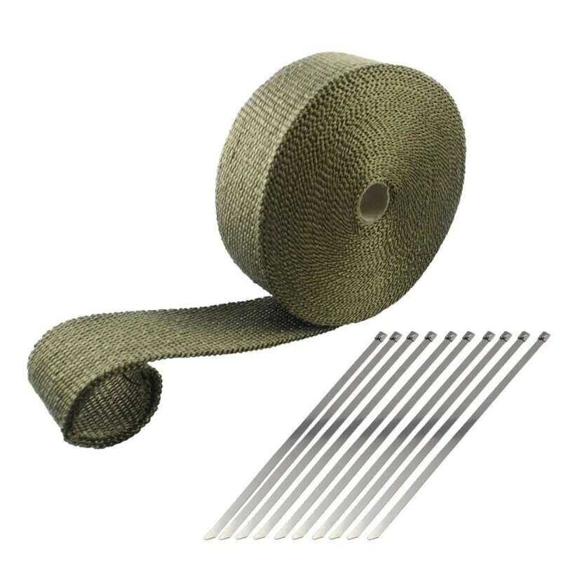 A Shielding Motorcycle Exhaust Thermal Header Pipe Heat Wrap Tape 33Ft ...