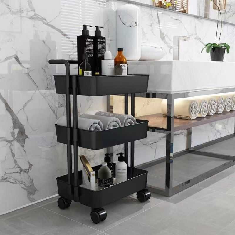 3 Layer Moving Rack Kitchen Storage Shelf Wall Cabinets Home Bedroom ...