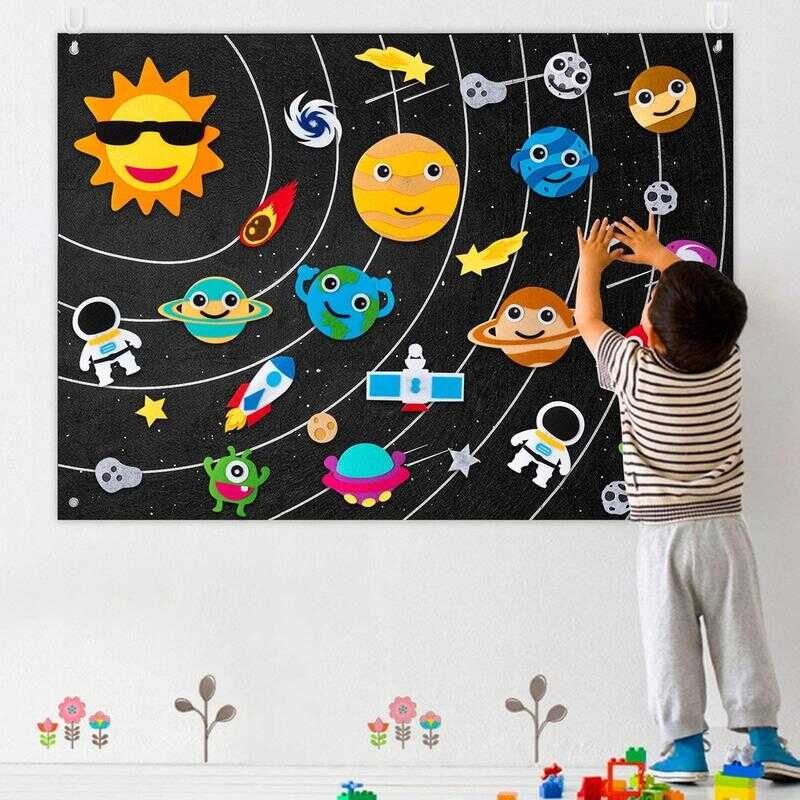 Outer Space Felt Montessori Plate Solar System Universe Frannel ...