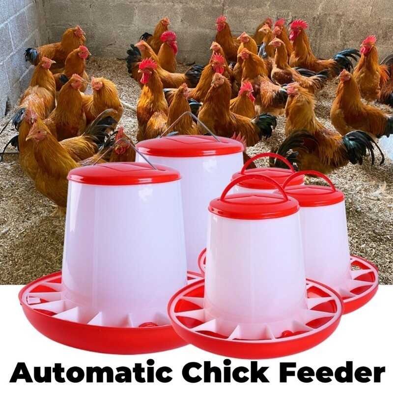 Automatic Chicken Feeder Bucket Rooster Hen Feeding Device Farm Animal ...