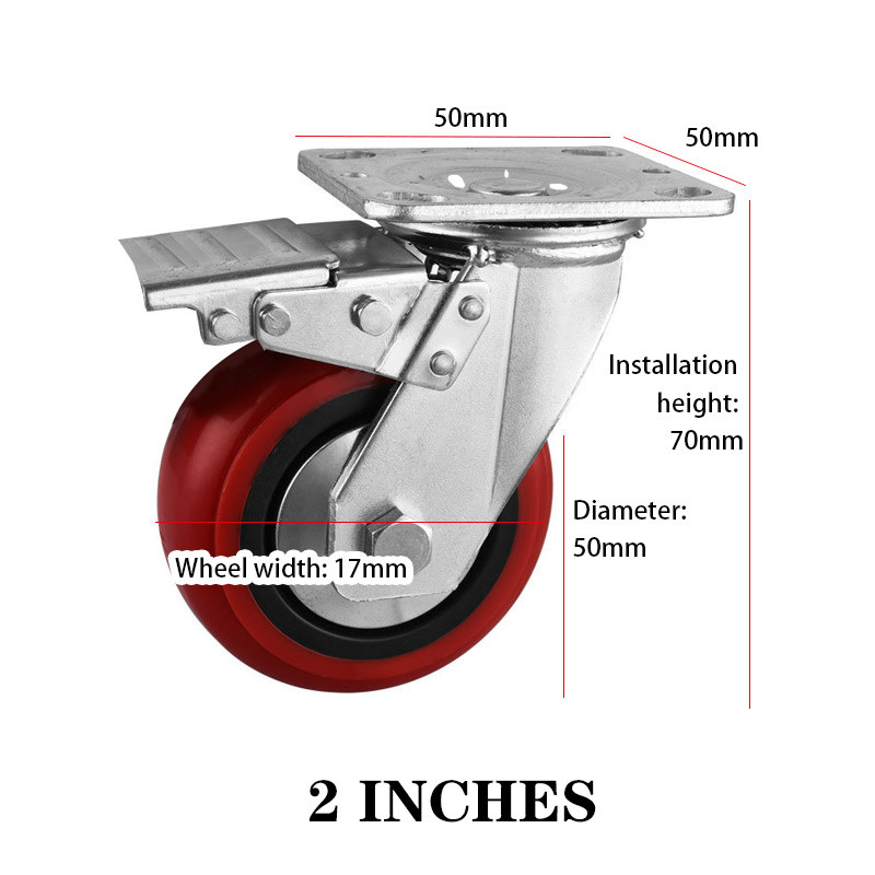 2/3/4 inch Heavy Duty Wheel With Brake Universal Wheels Wear-resistant ...