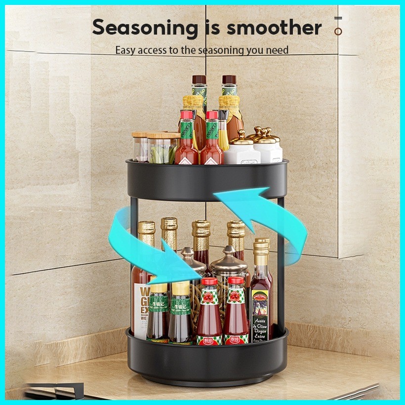 YOICE 1/2/3 Tier Rotating Spice Rack 360° Kitchen Seasoning Bottle ...