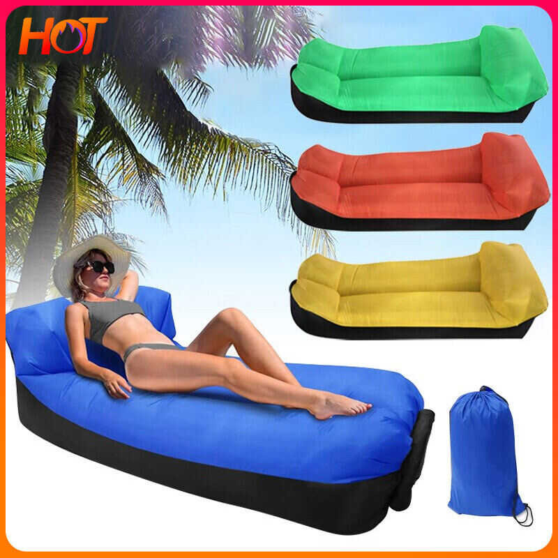 Inflatable Sofa For With Pillow Outdoor Banana Bed Chair Beach Camping ...