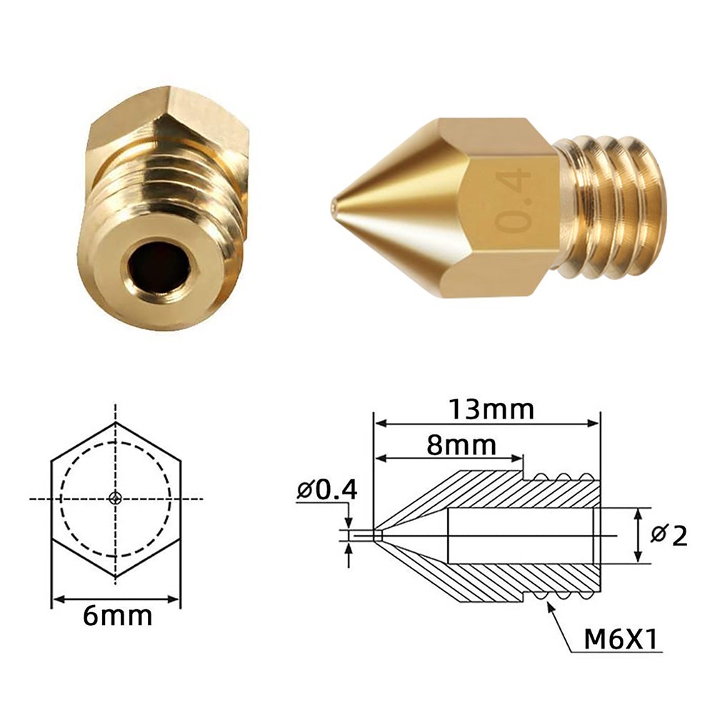 tobetopone.ph ️ For MK8 Brass Hardened Steel Nozzle Print Head Extruder