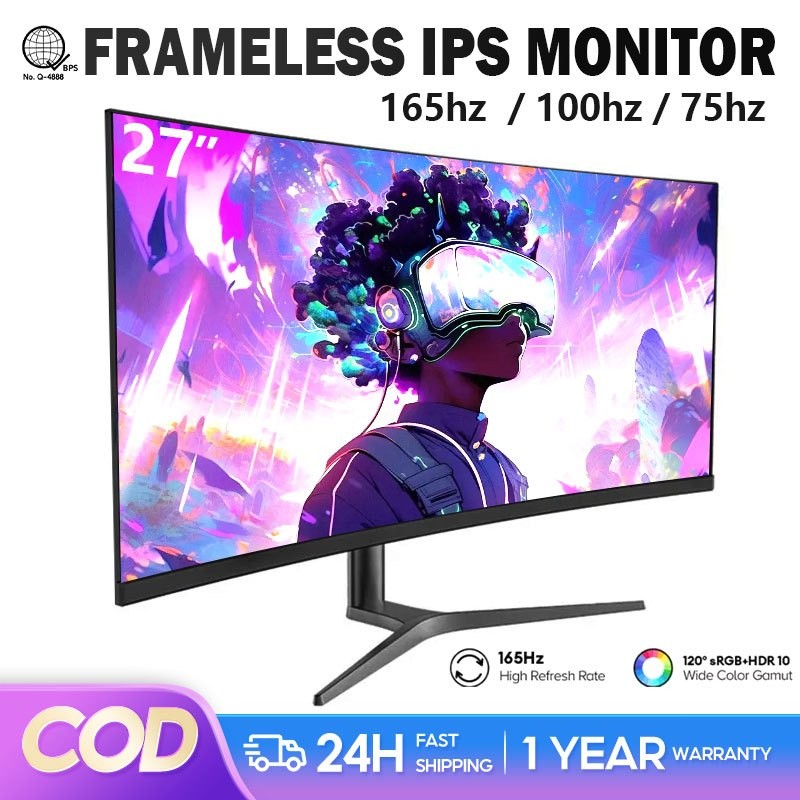 27 inch 24 inch Gaming monitor 165hz/75hz IPS PC computer Frameless ...