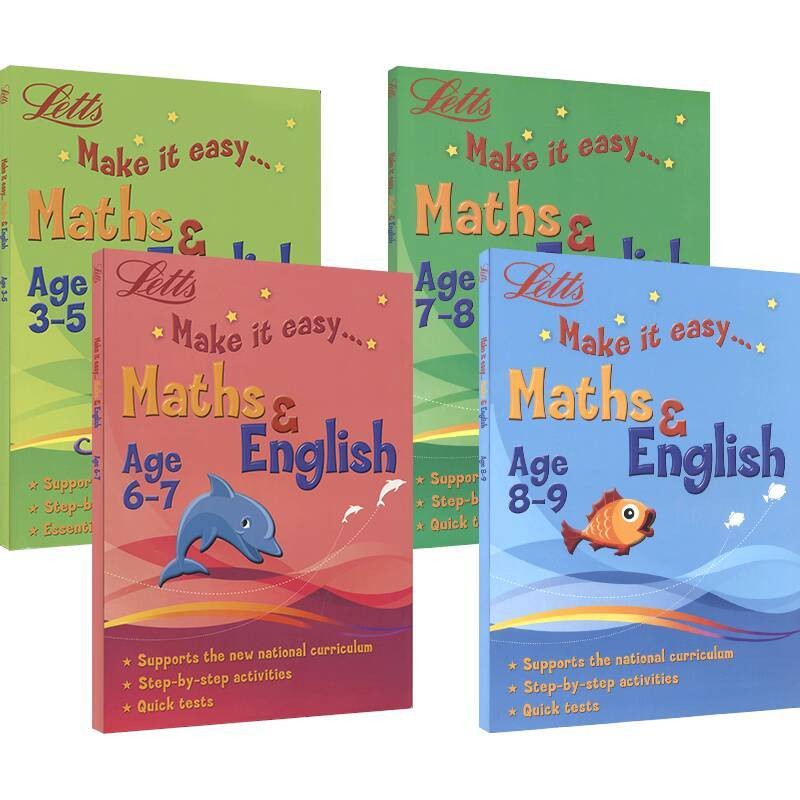 Letts Make it Easy Maths & English Age 3-9 Years Old Easy Learning Math ...