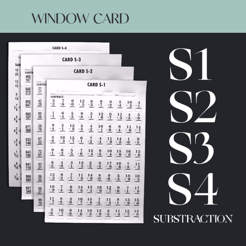 Window Card M1 M2 M3 M4 Multiplication Math Test Reusable Durable Grade ...