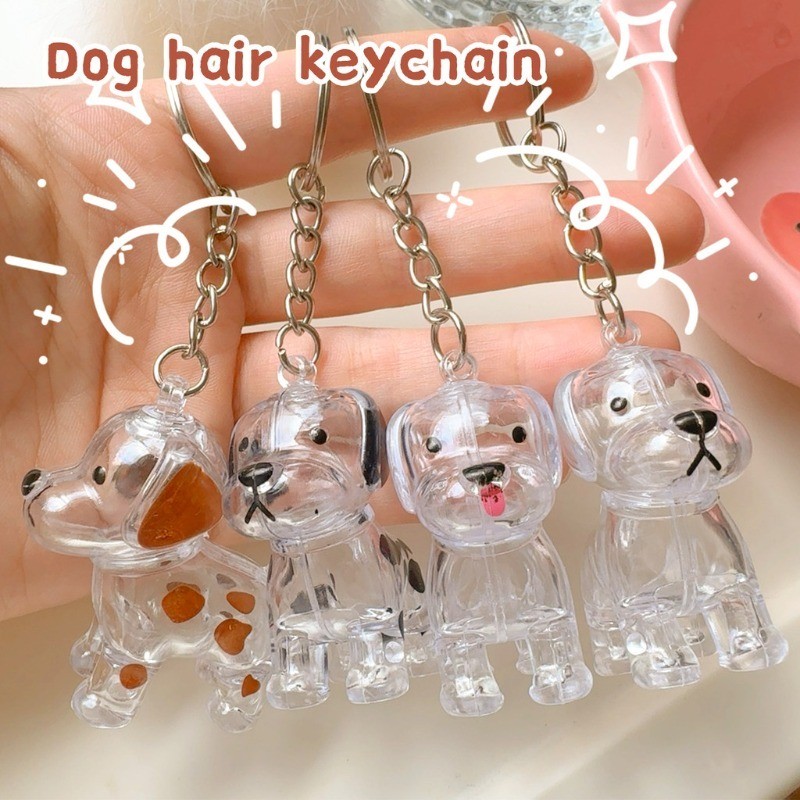 1/3/5Pcs Dog Hair Storage Keychain / Transparent Pet Fur Keyring / DIY ...