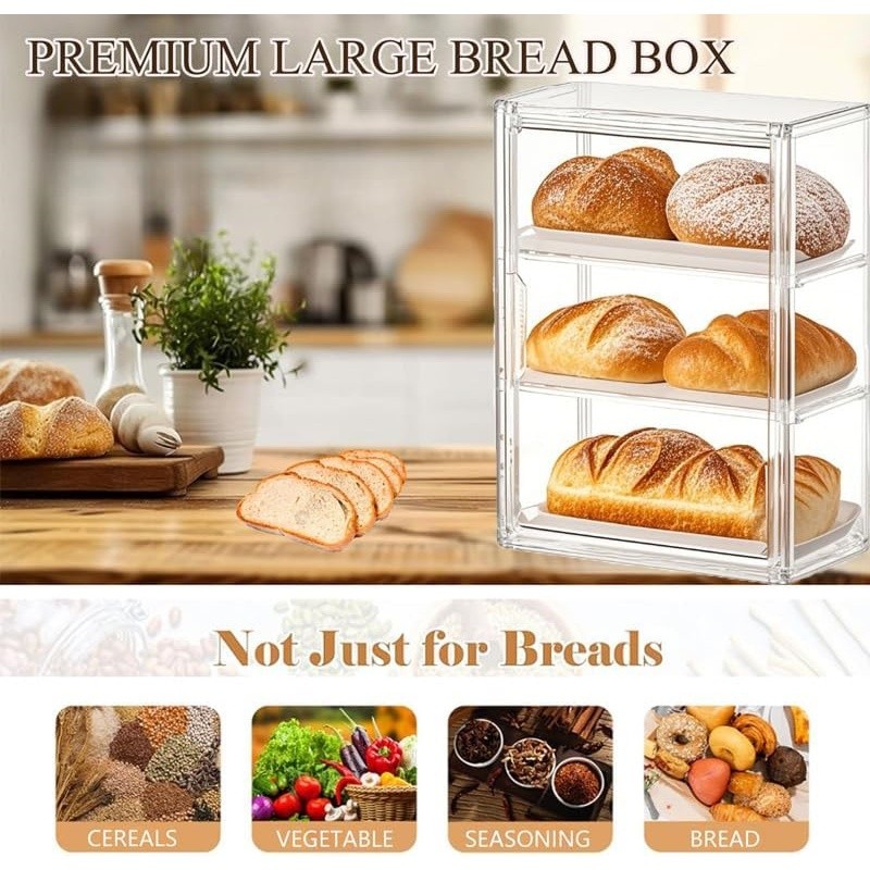 Yooli Acrylic Display Case Magnetic Dust-proof Bread Cake Storage Box ...