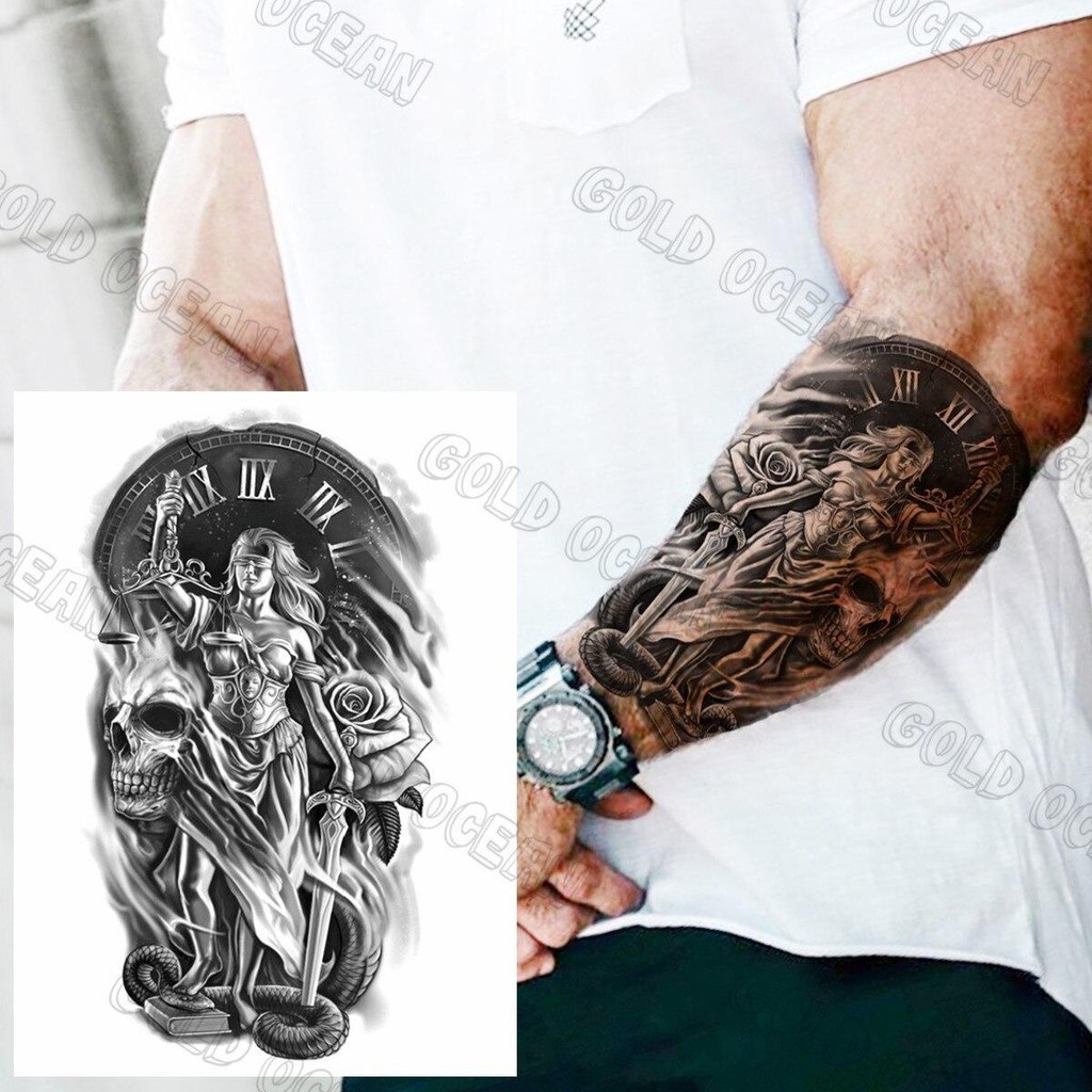 3D Black Compass Temporary Tattoos For Men Adults Realistic Samurai ...