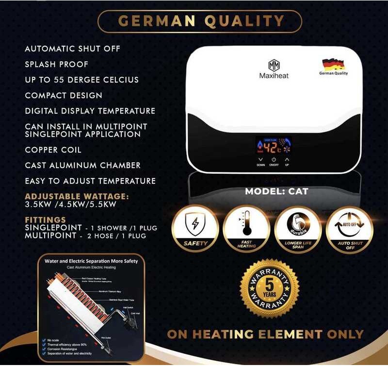 WATER MAXIHEAT HEATER Instant Electric Hot Water 5.5Kw Kitchen Bathroom