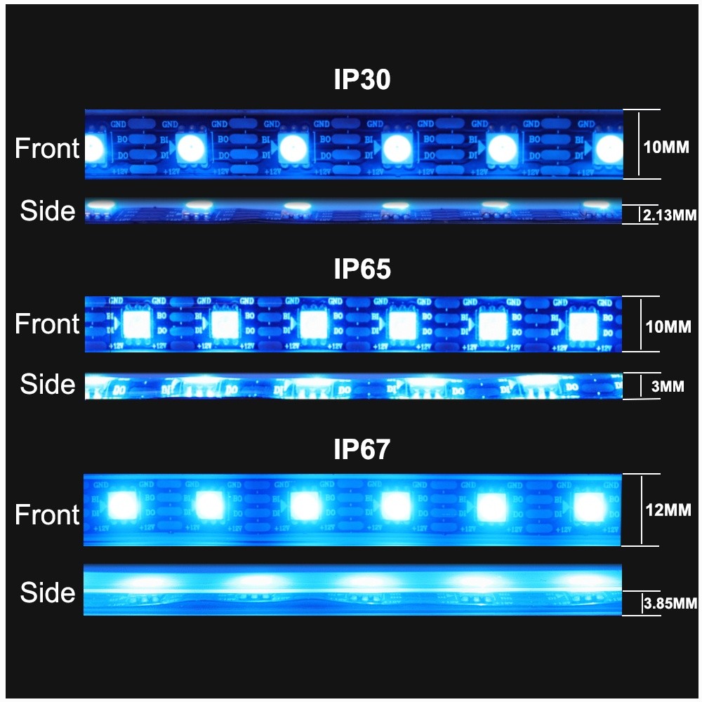 WS2815 (WS2812B WS2813 Updated) LED Light Strip Smart RGB Individually ...