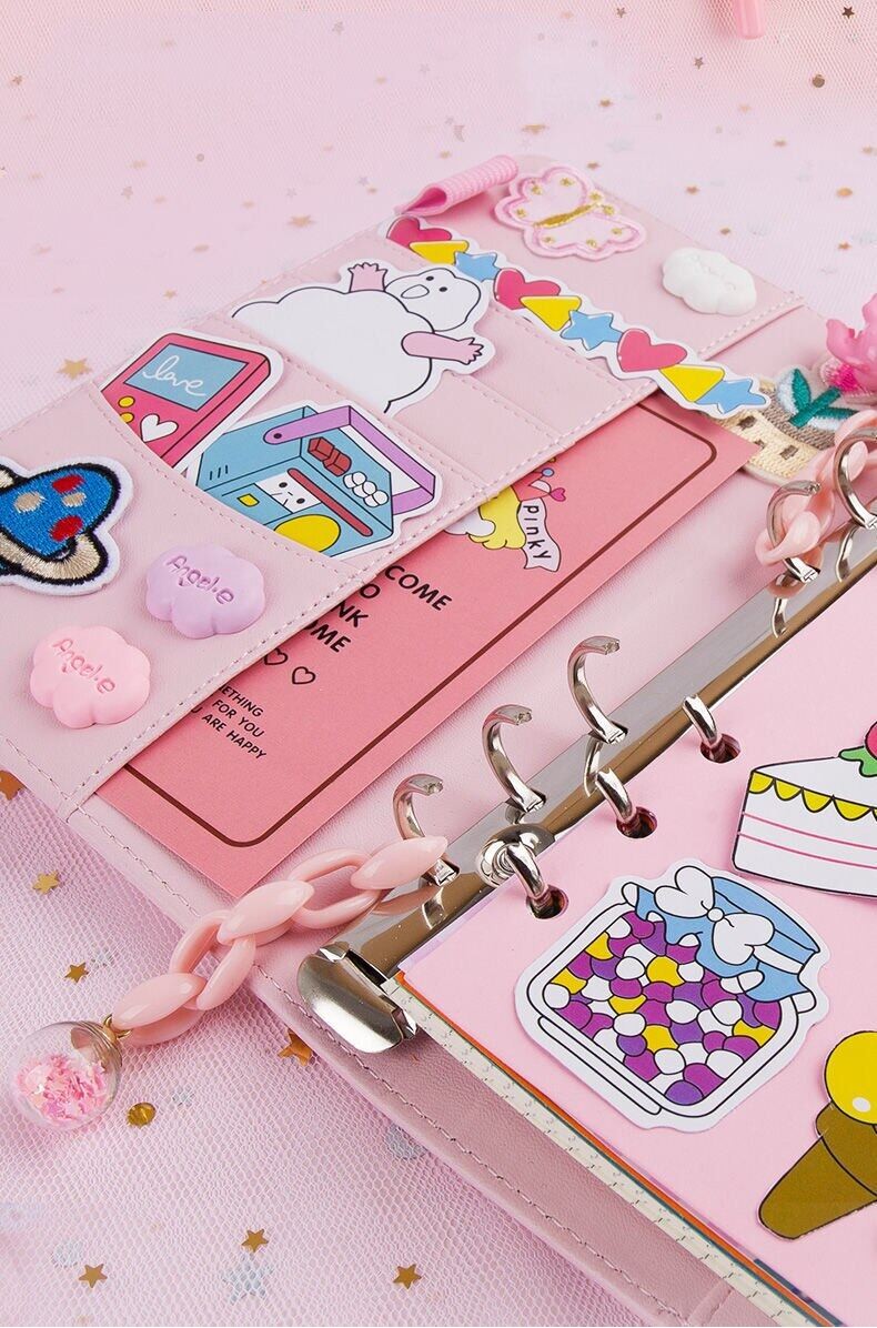 Diary notebook Planner Set Girl's Heart Pink Cute schoolsupplies with ...