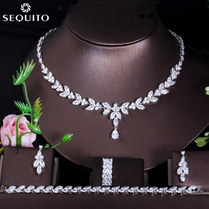 SEQUITO Classic Marquise AAA Cubic Zirconia Wedding Party Drop Necklace ...