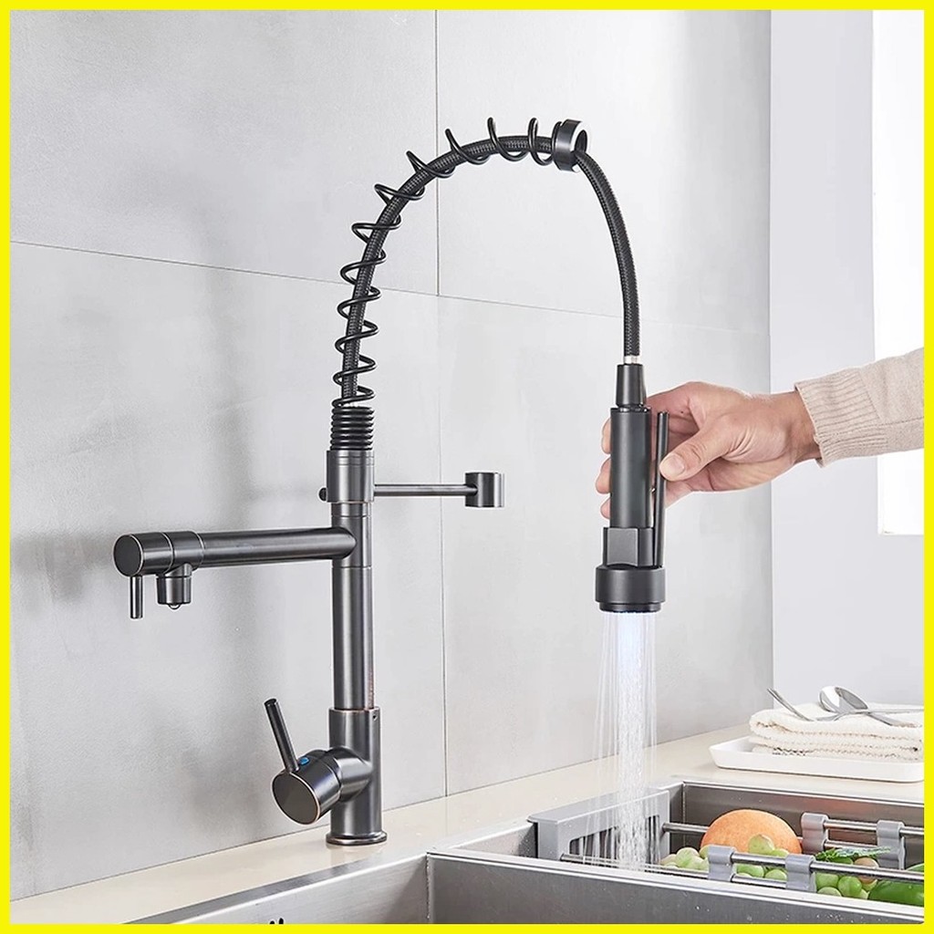 ¤ ∈ Lotus Baths SP001 3 Handles Spring Faucet Pull Out Sink Tap Spray