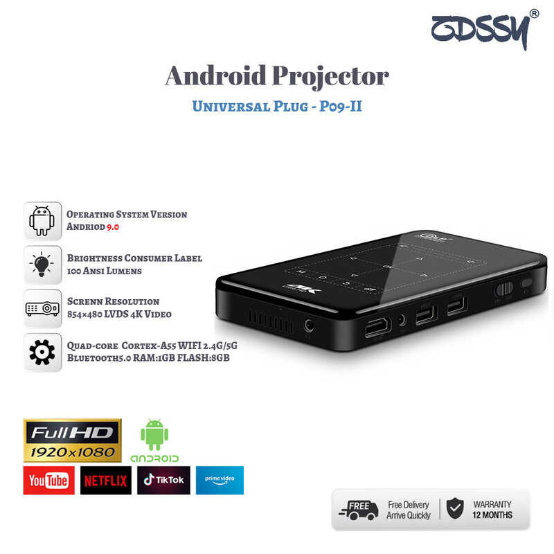 ZDSSY P09-Ii Mini Pocket Pico Projector, Home Theater System 1080P DLP ...