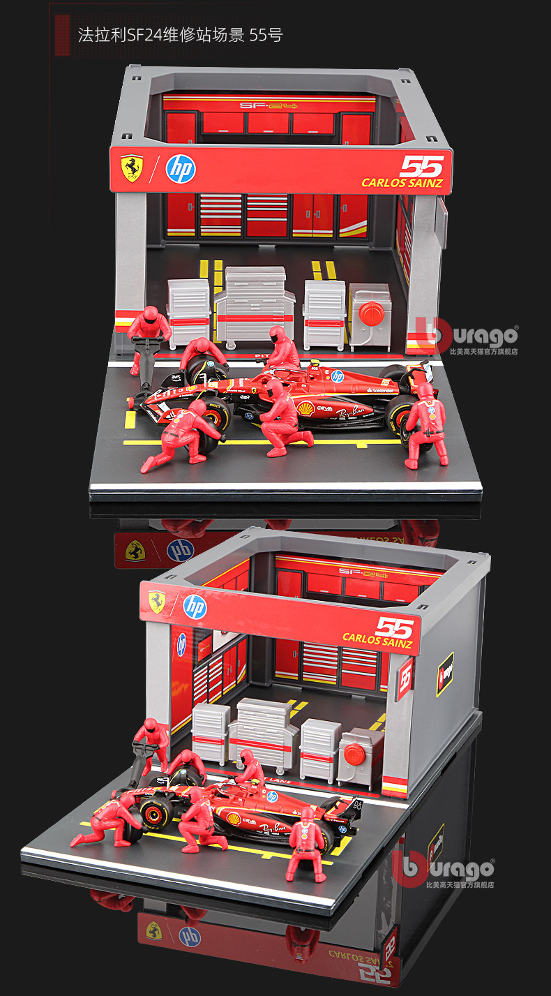 Bburago 1:43 F1 Pit Stop Tire Change Scene Model for Ferrari Red Bull ...