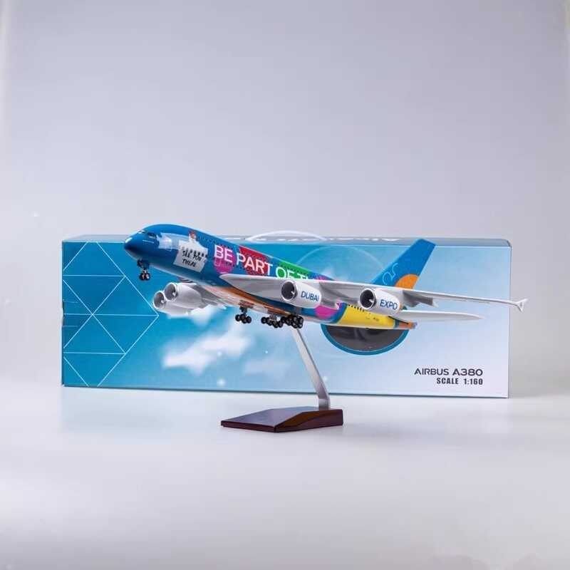 1/150 Scale Emirates A380 Model Airways Aircraft With Light Diecast ...